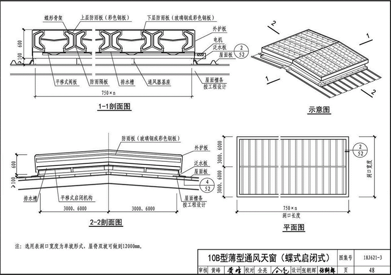 10B型薄型通风天窗（蝶式启闭式）
