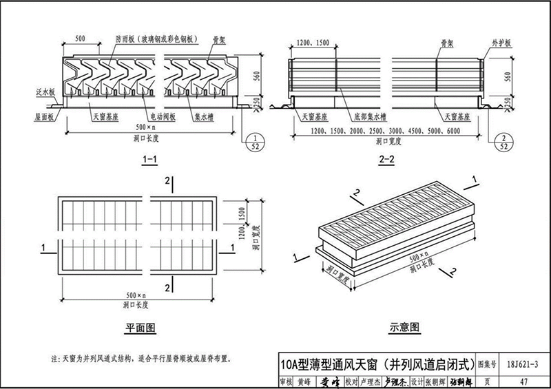 10A型薄型通风天窗（并列风道启闭式）
