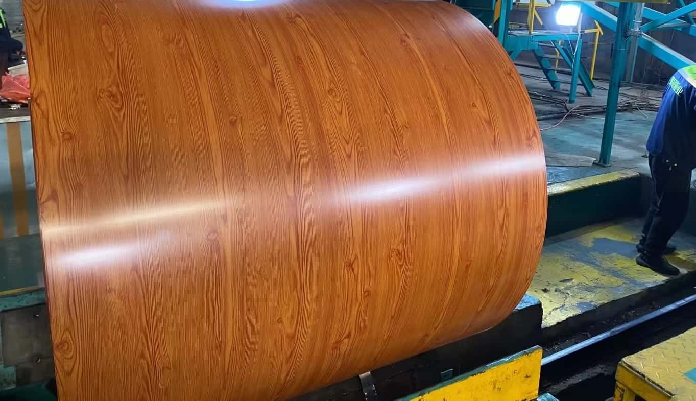 Wood grain color steel coil