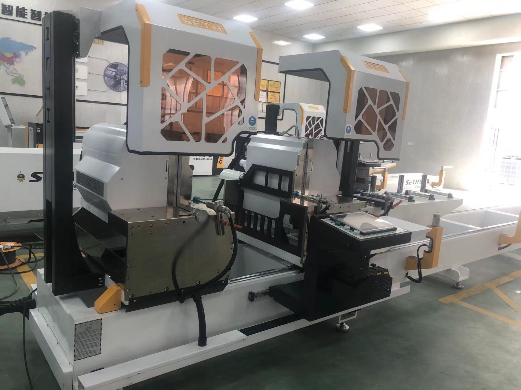 CNC double head precision cutting saw for aluminum profiles at any angle