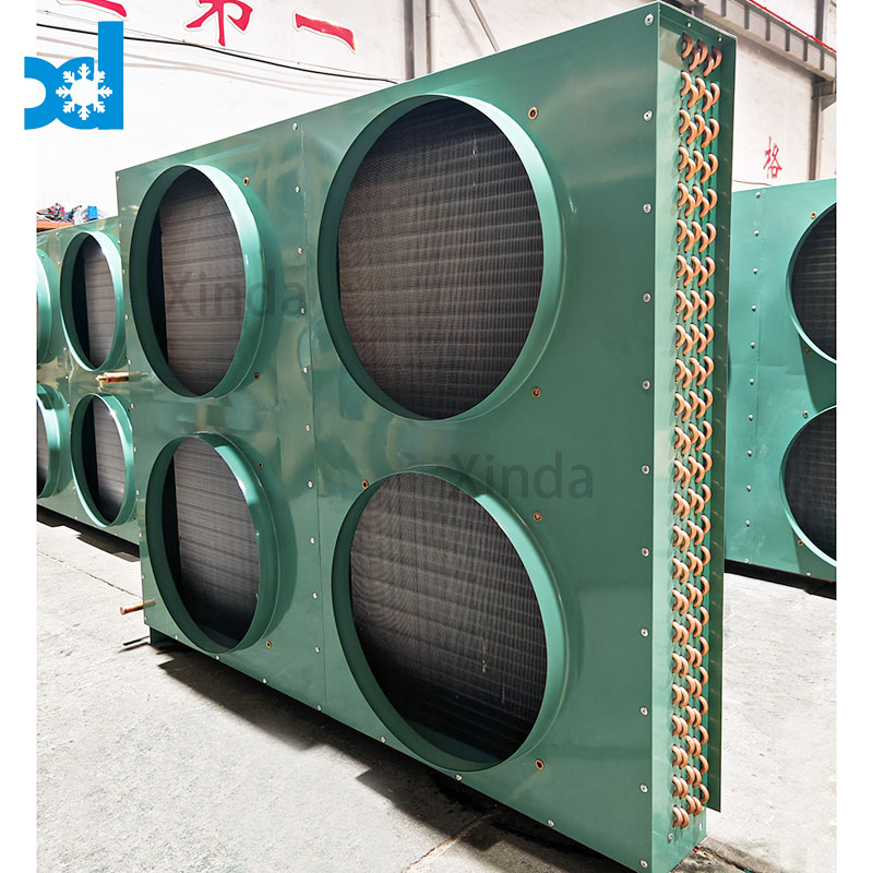 Condensador de salida horizontal de aire con cuatro bocas tipo H y aletas de aluminio hidrofílicas