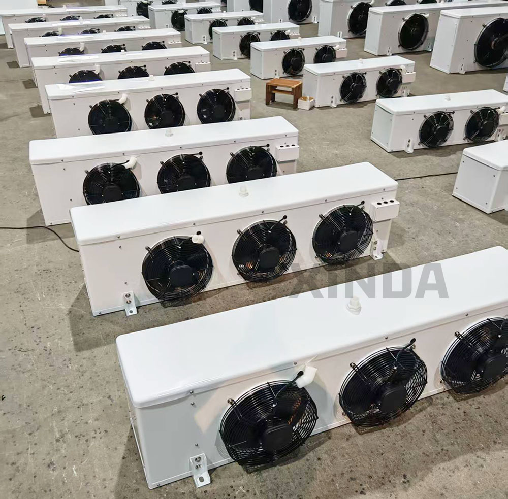 Enfriador de aire DD-100 con bordes redondeados para cámara fría, evaporador montado en la pared, ventilador de congelación, enfriador evaporativo