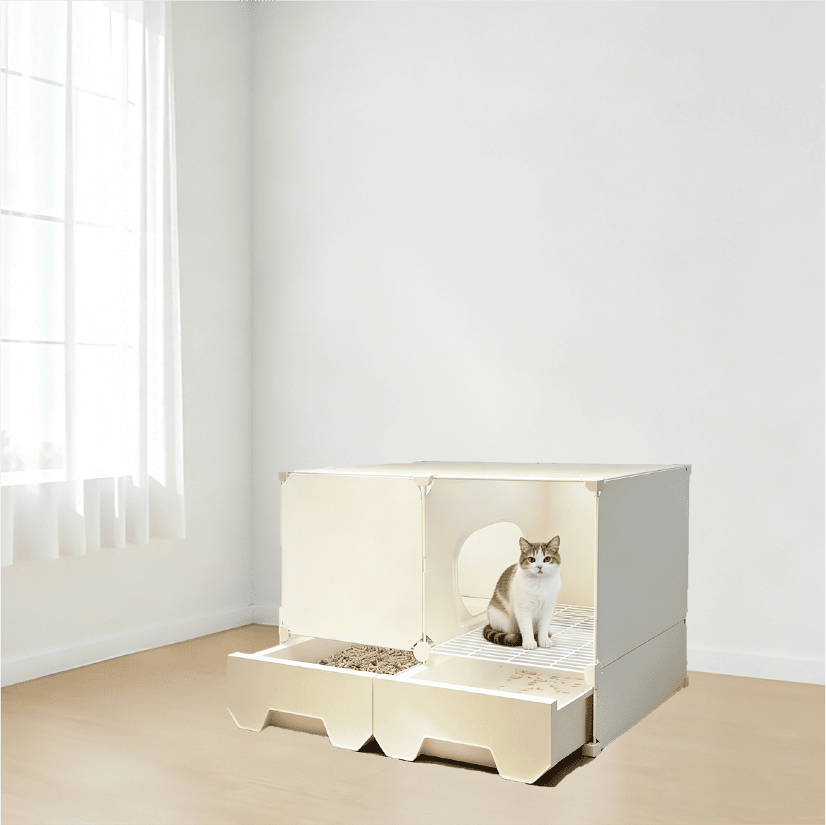 pc-018 Cat Cage with Dual Pull-Out Drawers