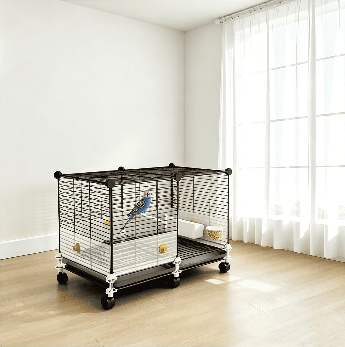 pc-021 Single-Tier Double-Compartment Breeding Bird Cage