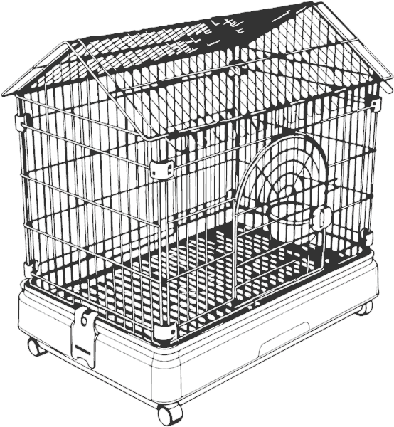 pc-025 House-Shaped Pet Cage with Casters