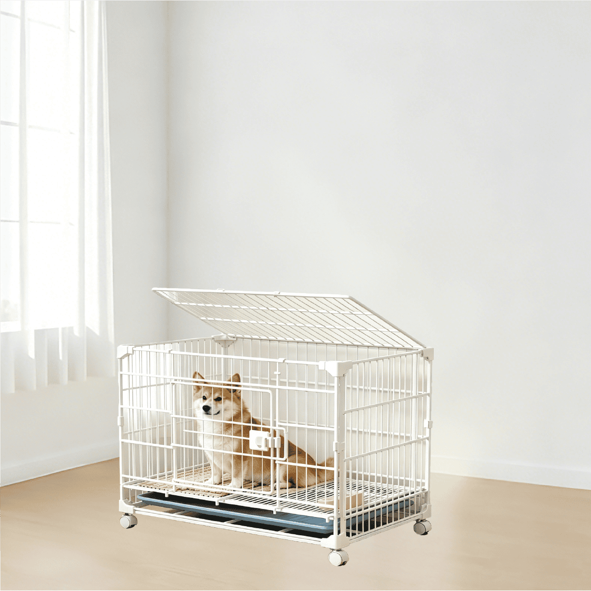 pc-026 Dog Cage with Top Opening and Casters