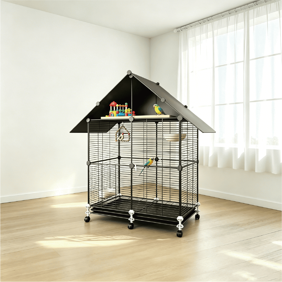 pc-027 Loft-Style DIY Wire Panel Bird Cage with Casters