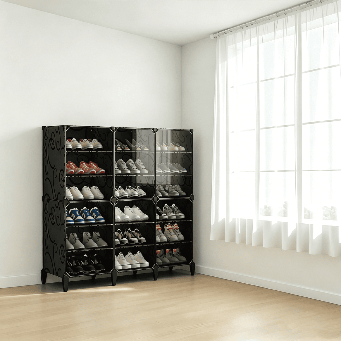 pc-033 Multi-Tier Dustproof Shoe Rack with Doors