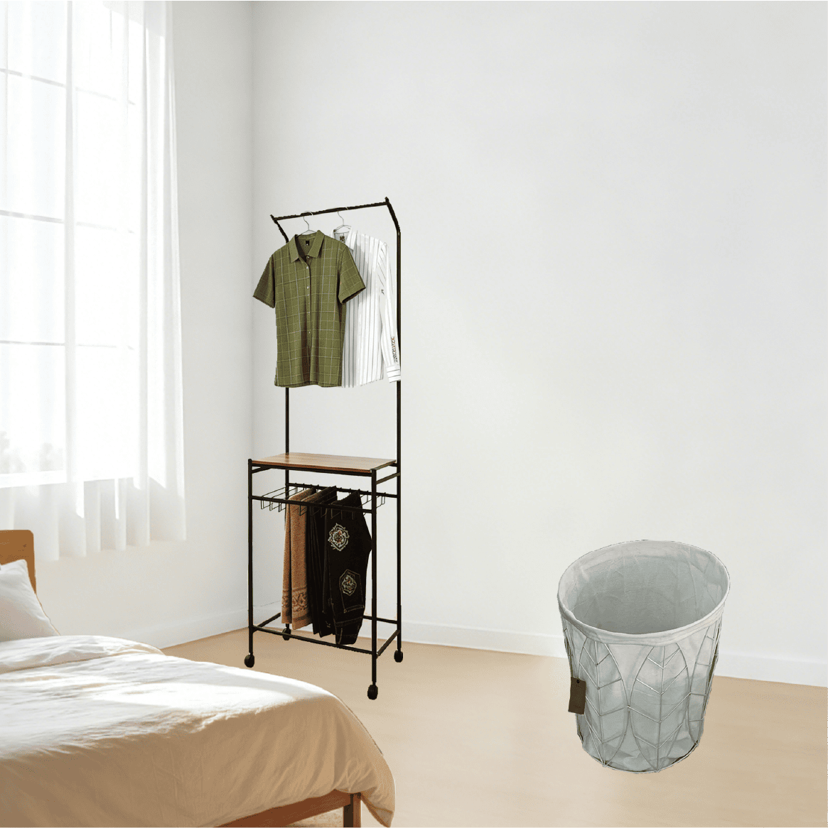 pc-037 Leaf pattern wire fabric storage bin