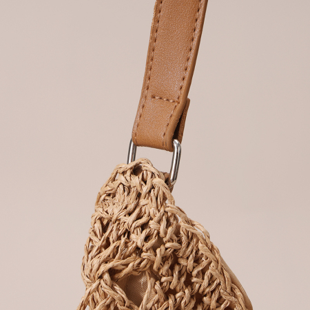 【Großhandel】#T19 Stroh-Kreuzschulter-Beachtasche für Frauen