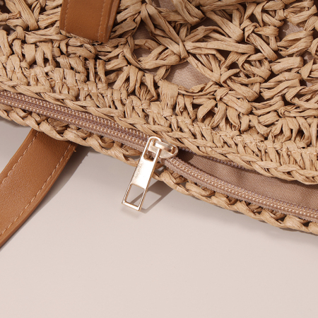 【Großhandel】#T16 Natürlicher Stroh-Griff große Schultertasche für Frauen