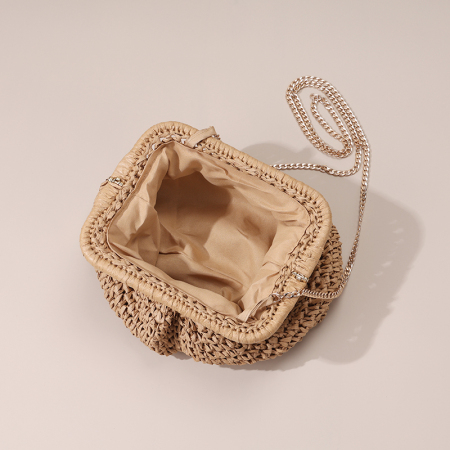 【Großhandel】#T40 Stroh-Kreuzschultertasche für Frauen