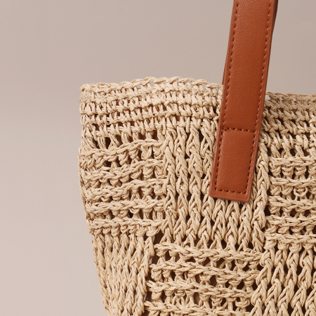 【Großhandel】#T6 Stroh-Strick-Größe Großschulter-Tasche für Frauen | Hohles Design