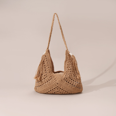 【Großhandel】#T37 Baumwoll-Kreuzfaden-Grat-Schultertasche für Frauen | Hohlkörperschnitt
