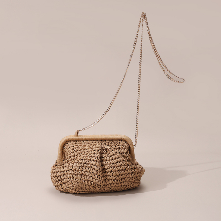 【Großhandel】#T40 Stroh-Kreuzschultertasche für Frauen