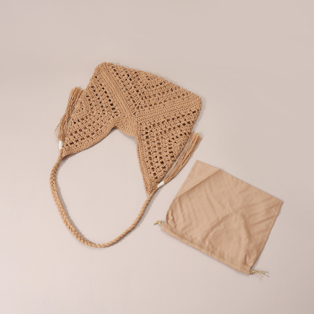 【Großhandel】#T37 Baumwoll-Kreuzfaden-Grat-Schultertasche für Frauen | Hohlkörperschnitt