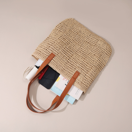 【Großhandel】#T6 Stroh-Strick-Größe Großschulter-Tasche für Frauen | Hohles Design