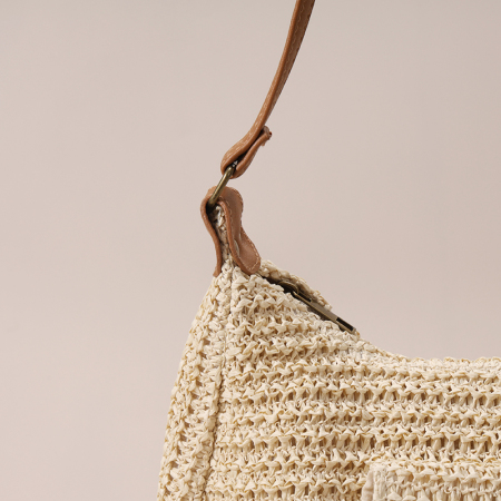 【Großhandel】#T11 Stroh-Kreuzschulter-Beachtasche für Frauen