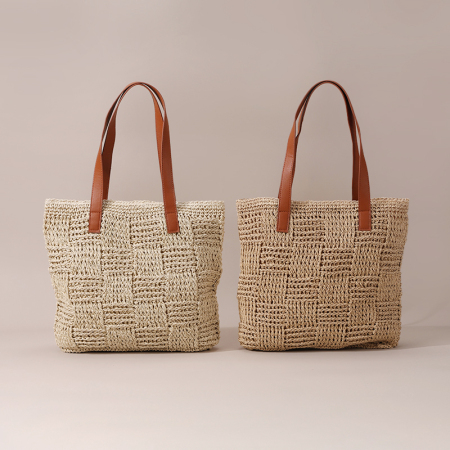 【Großhandel】#T6 Stroh-Strick-Größe Großschulter-Tasche für Frauen | Hohles Design