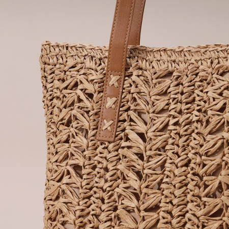 【Großhandel】#T16 Natürlicher Stroh-Griff große Schultertasche für Frauen