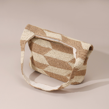 【Großhandel】#T22 Stroh-Kreuzstich große Schultertasche für Frauen