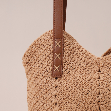 【Vente en gros】Sac femme à large épaule en coton crochet T35