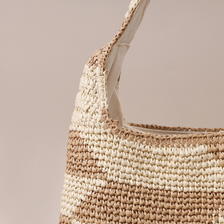 【Großhandel】#T22 Stroh-Kreuzstich große Schultertasche für Frauen
