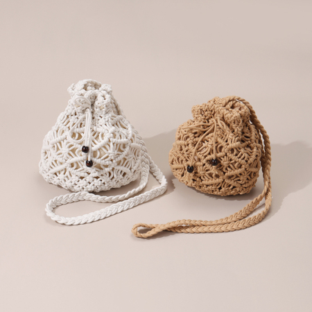 【Vente en gros】#T31 Sac à épaules mini en coton crochet pour femmes