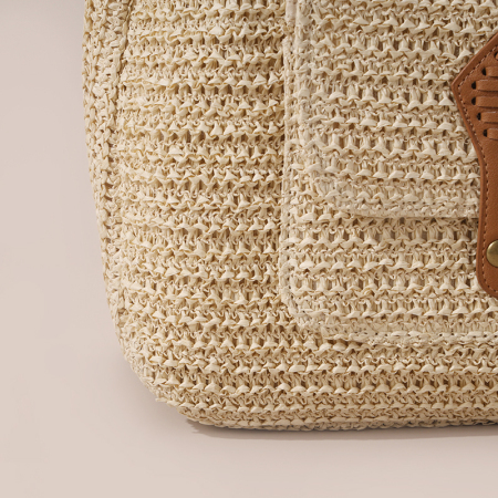 【Großhandel】#T11 Stroh-Kreuzschulter-Beachtasche für Frauen