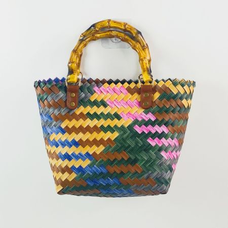 B4 farbenfroher Bambus-Teil gewebter Korb-Tasche