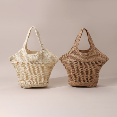 【Vente en gros】#T21 Sac à main femme crochet en paille | Design creux