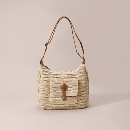 【Großhandel】#T11 Stroh-Kreuzschulter-Beachtasche für Frauen