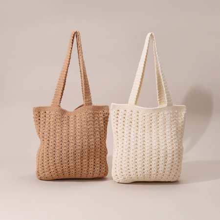 【Vente en gros】#T36 Sac femme crochet en coton grand épaule | Design creux