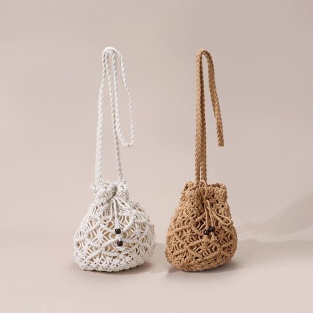 【Vente en gros】#T31 Sac à épaules mini en coton crochet pour femmes