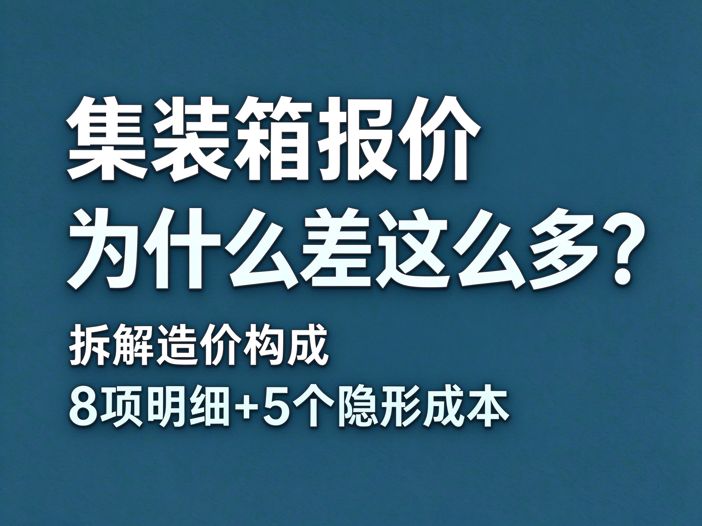12集装箱报价为什么差这么多？拆解造价构成：8 项明细 + 5 个看不见的成本