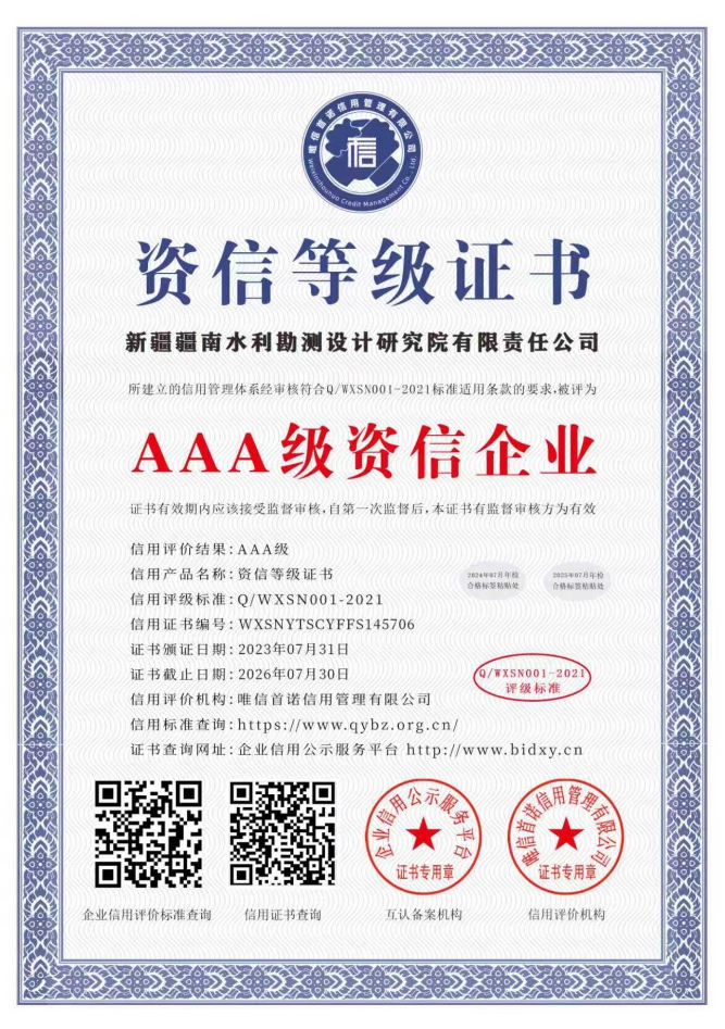 资信等级证书