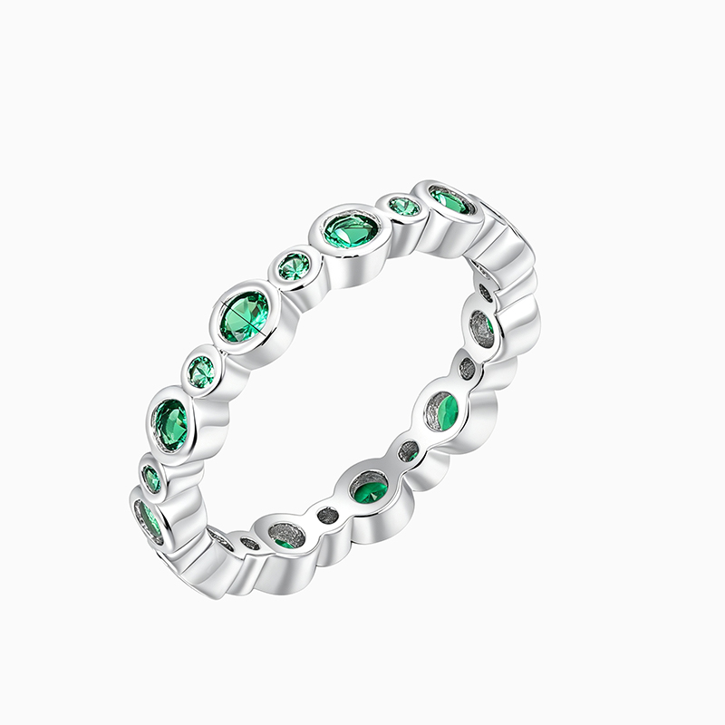 R-001  Round Bezel Copper Inlaid CZ Ring for Women, Fashion Design Premium Jewelry