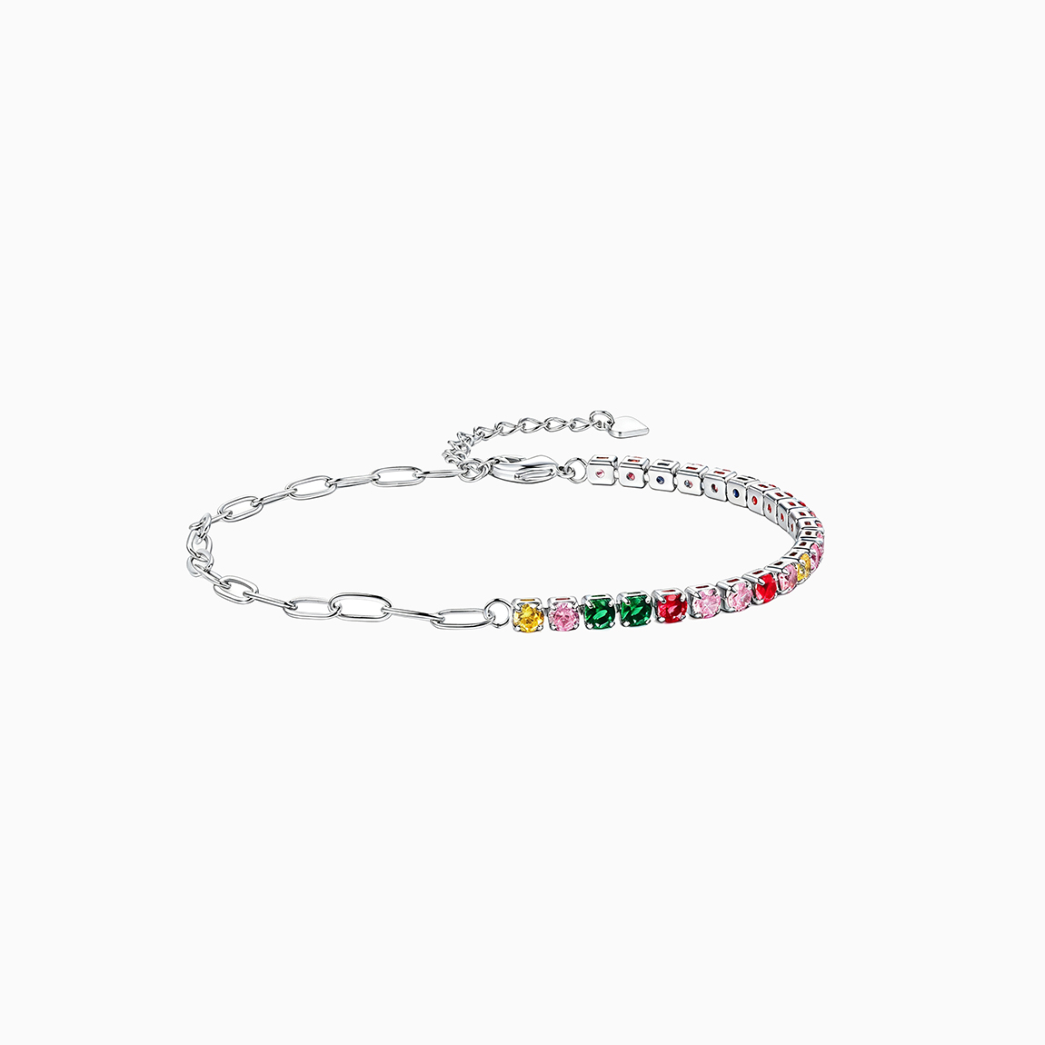 B-002  New 3mm Multicolor Round Single Row Full Pave CZ Tennis Bracelet, Copper Inlaid Fashion Jewelry
