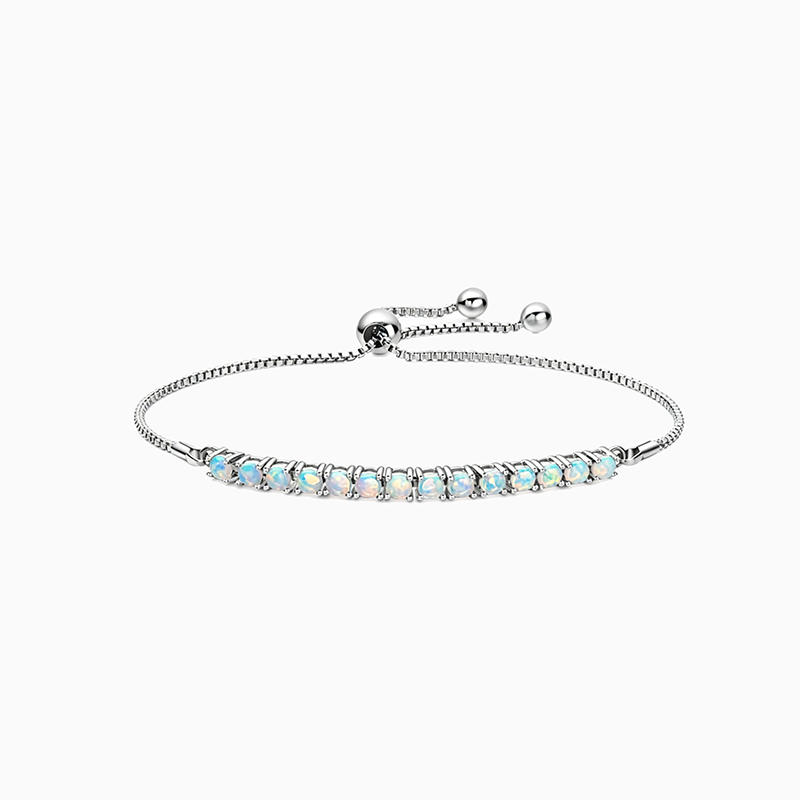 B-007  3mm Copper Inlaid Opal Bracelet, Adjustable Slider Fashion Design Trendy Premium Jewelry
