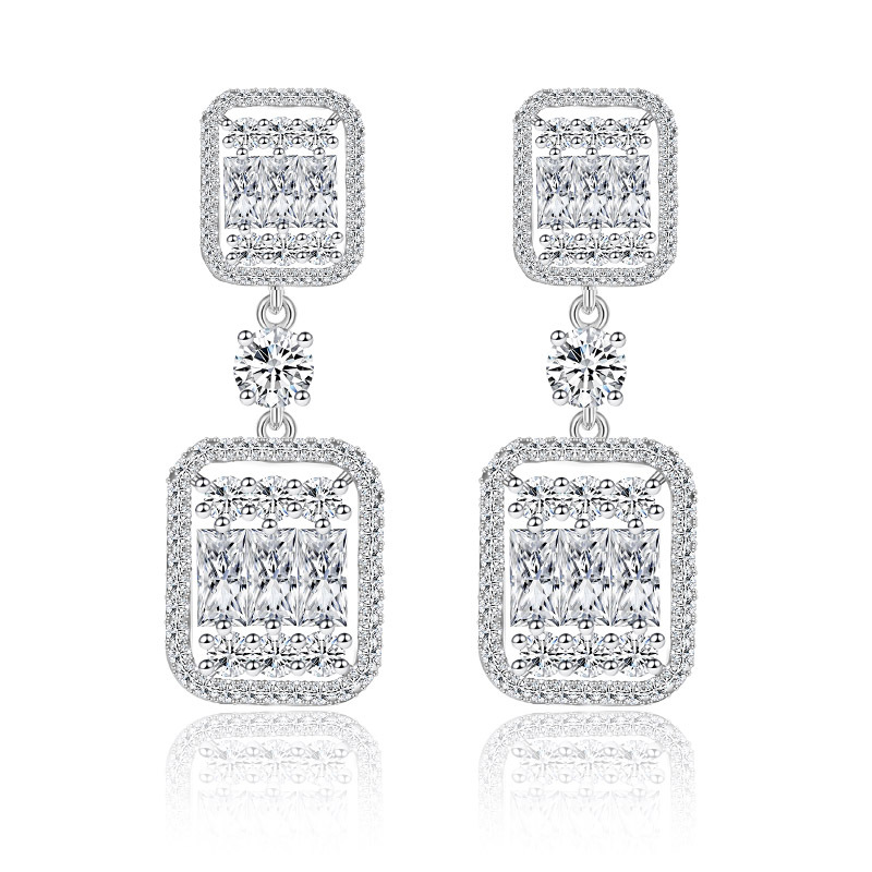Set-003  S925 Sterling Silver Post CZ Necklace & Earrings Jewelry Set, European & American Fashion Jewelry