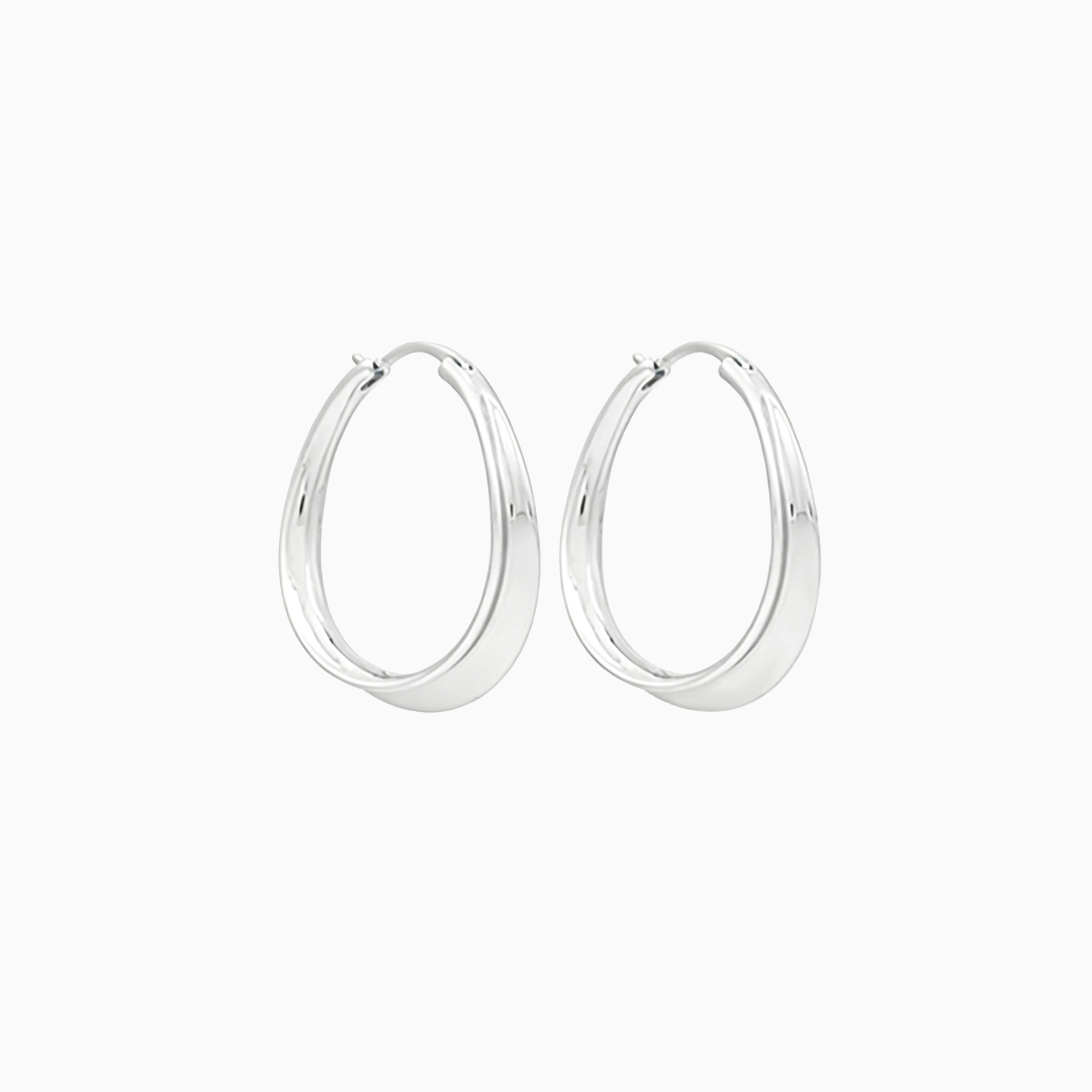 925 Sterling Silver Geometric Concave-Convex Round Huggie Hoop Earrings | Minimalist Cool Polished Style for Women