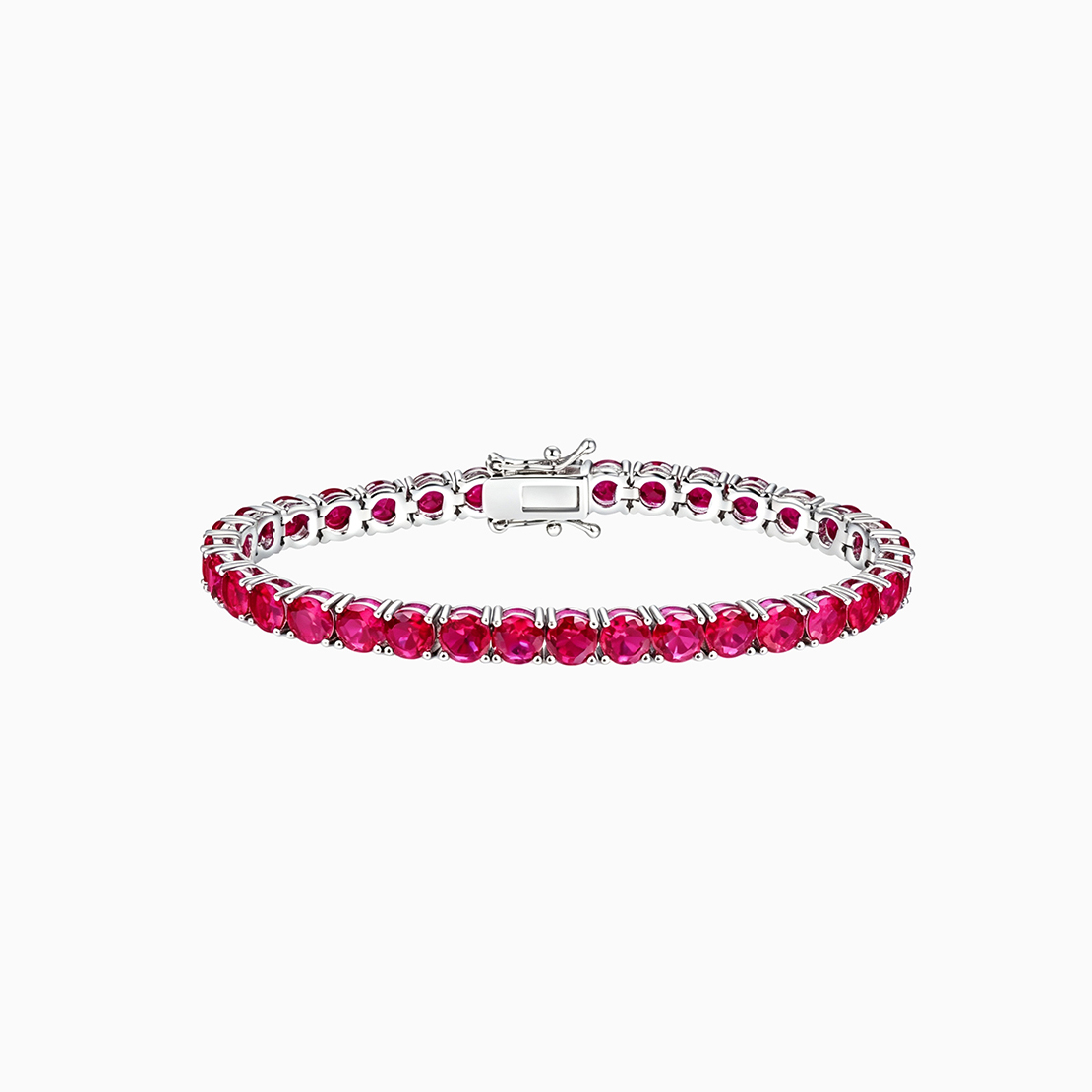B-008  18K Gold Plated Copper 3mm Red Corundum Tennis Bracelet, European & American Light Luxury Jewelry