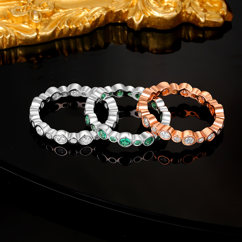 R-001  Round Bezel Copper Inlaid CZ Ring for Women, Fashion Design Premium Jewelry