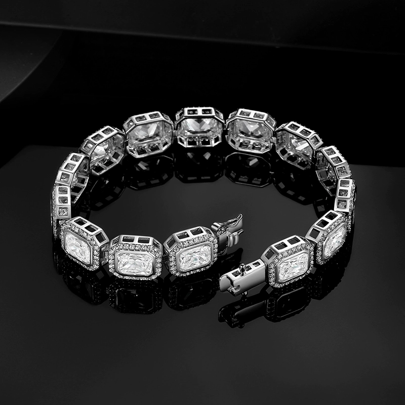 B-001  New Arrival Square Cuban Link Tennis Bracelet, Copper Inlaid CZ Bold Heavy Design European & American Fashion Jewelry