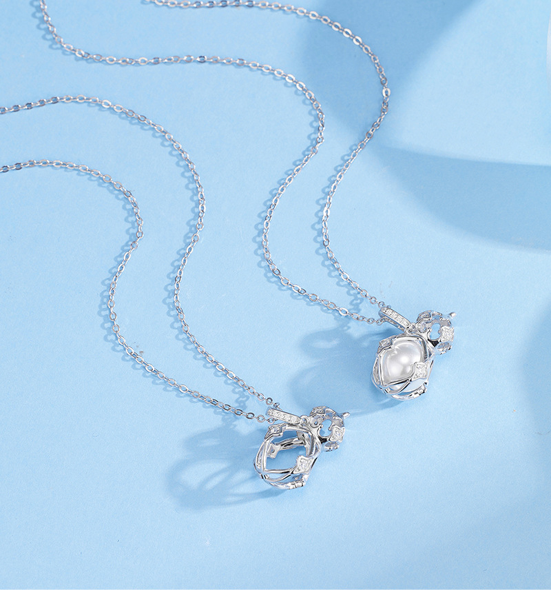 N-005  S925 Sterling Silver Hollow Gourd Cage Pendant for Women, New Chinese Style Fashion Jewelry