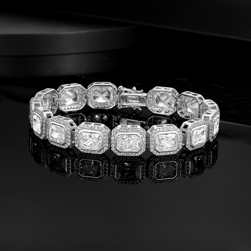 B-001  New Arrival Square Cuban Link Tennis Bracelet, Copper Inlaid CZ Bold Heavy Design European & American Fashion Jewelry