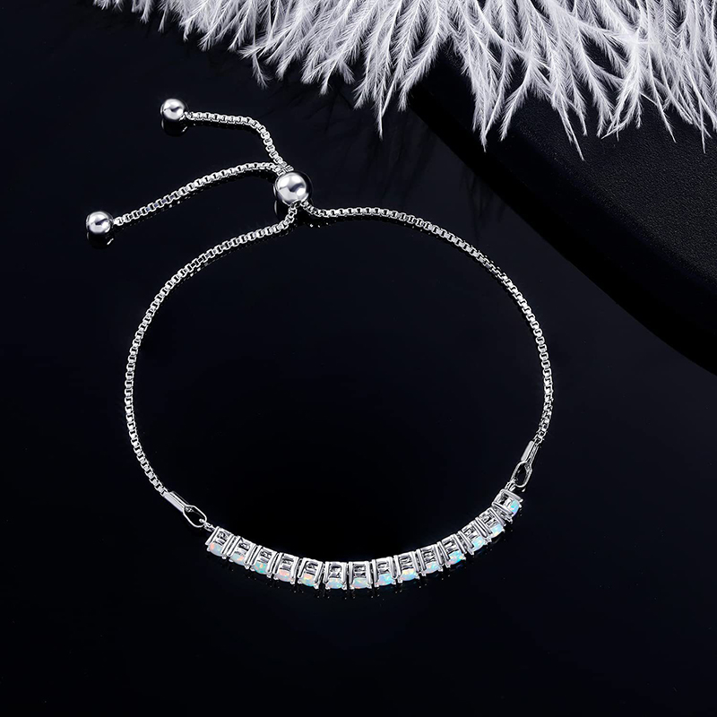 B-007  3mm Copper Inlaid Opal Bracelet, Adjustable Slider Fashion Design Trendy Premium Jewelry