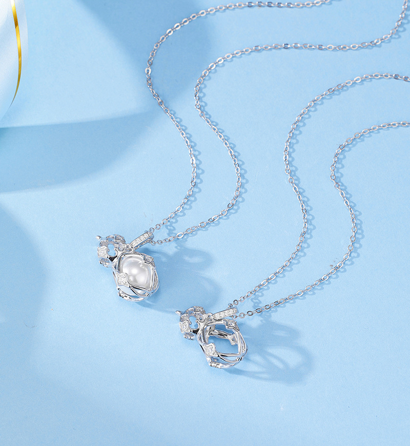 N-005  S925 Sterling Silver Hollow Gourd Cage Pendant for Women, New Chinese Style Fashion Jewelry