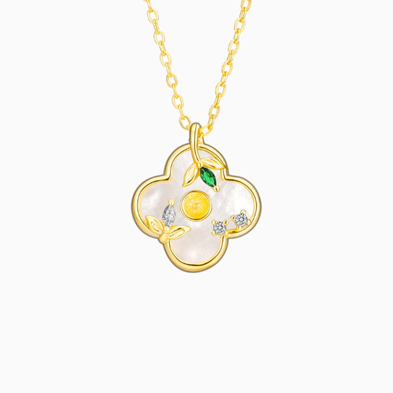 N-006  S925 Sterling Silver Four Leaf Clover Mother of Pearl Collarbone Necklace for Women, Niche Design Pearl Fashion Jewelry