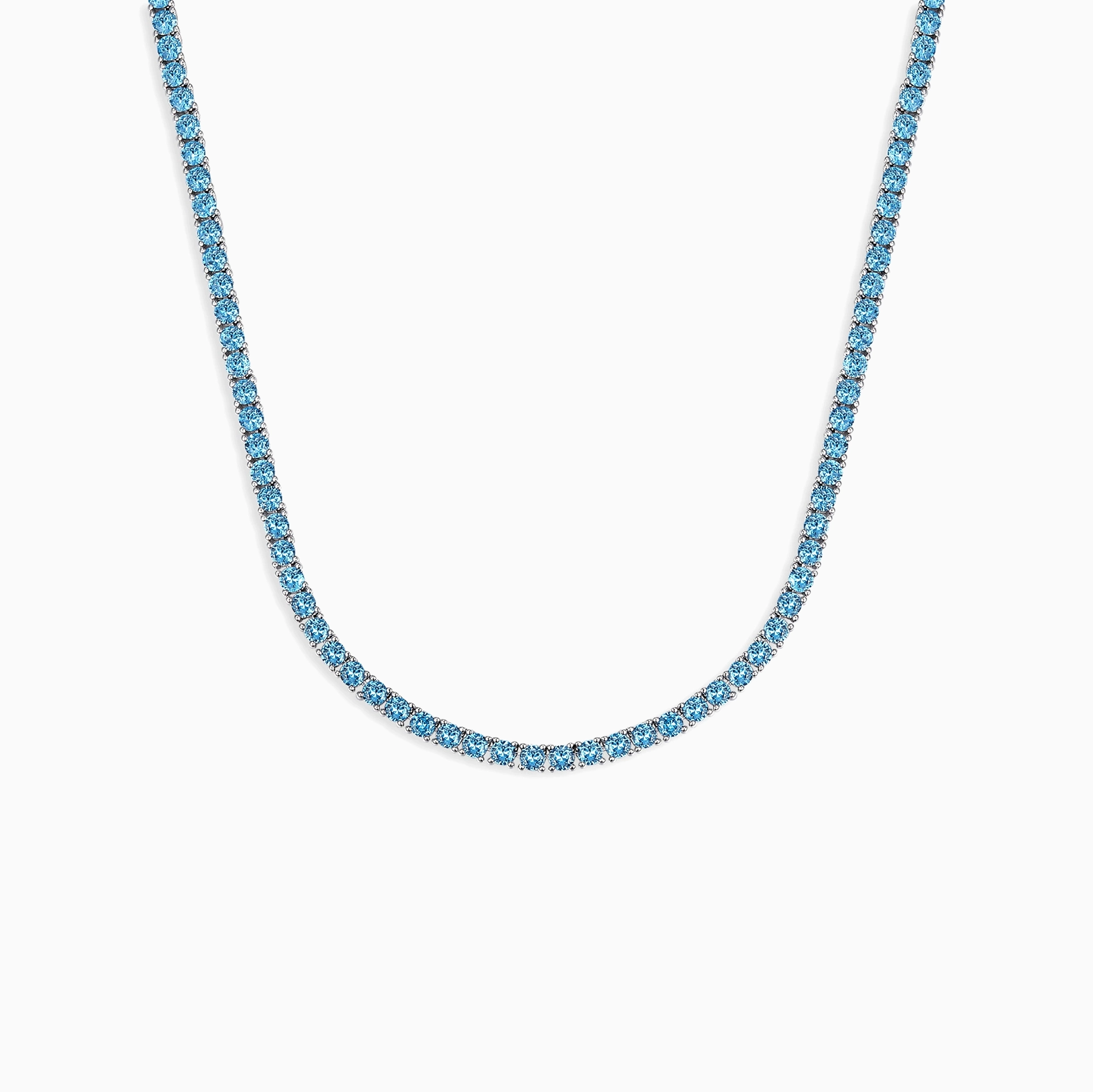 N-003  3mm Blue Sapphire CZ Tennis Necklace, High-End Fashion Design Blue Choker Fine Jewelry